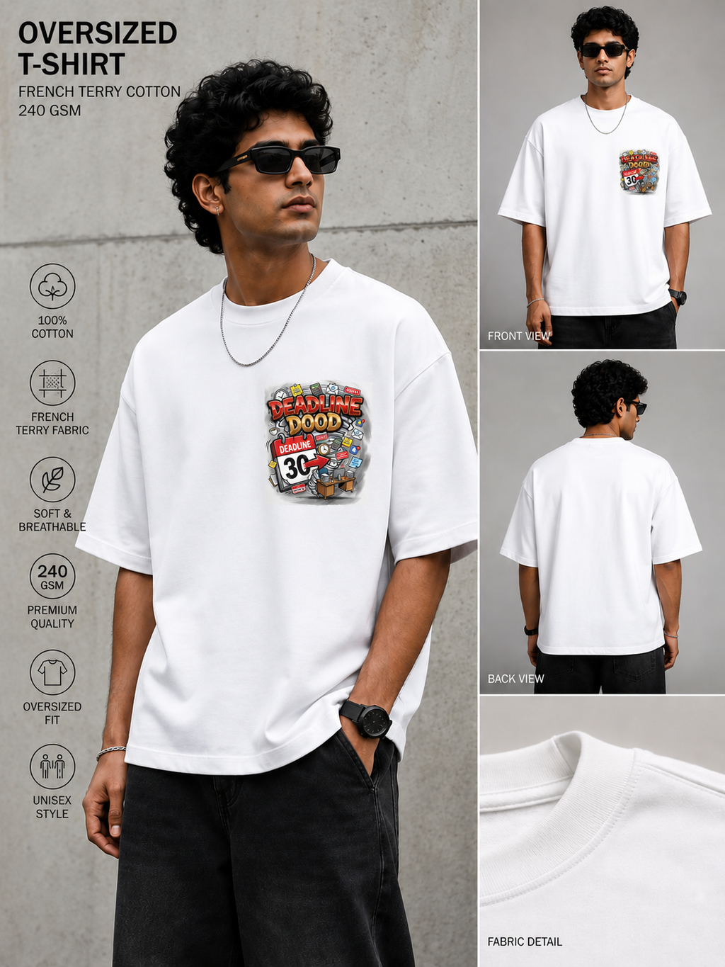 Deadline Dood Pocket Graphic Oversized T-Shirt | SPR Originals ⭐
