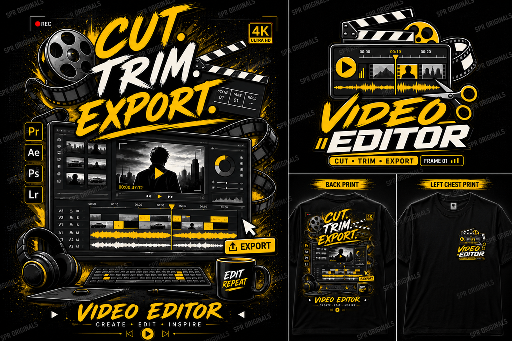 Video Editor Oversized T-Shirt | Cut Trim Export | SPR Originals